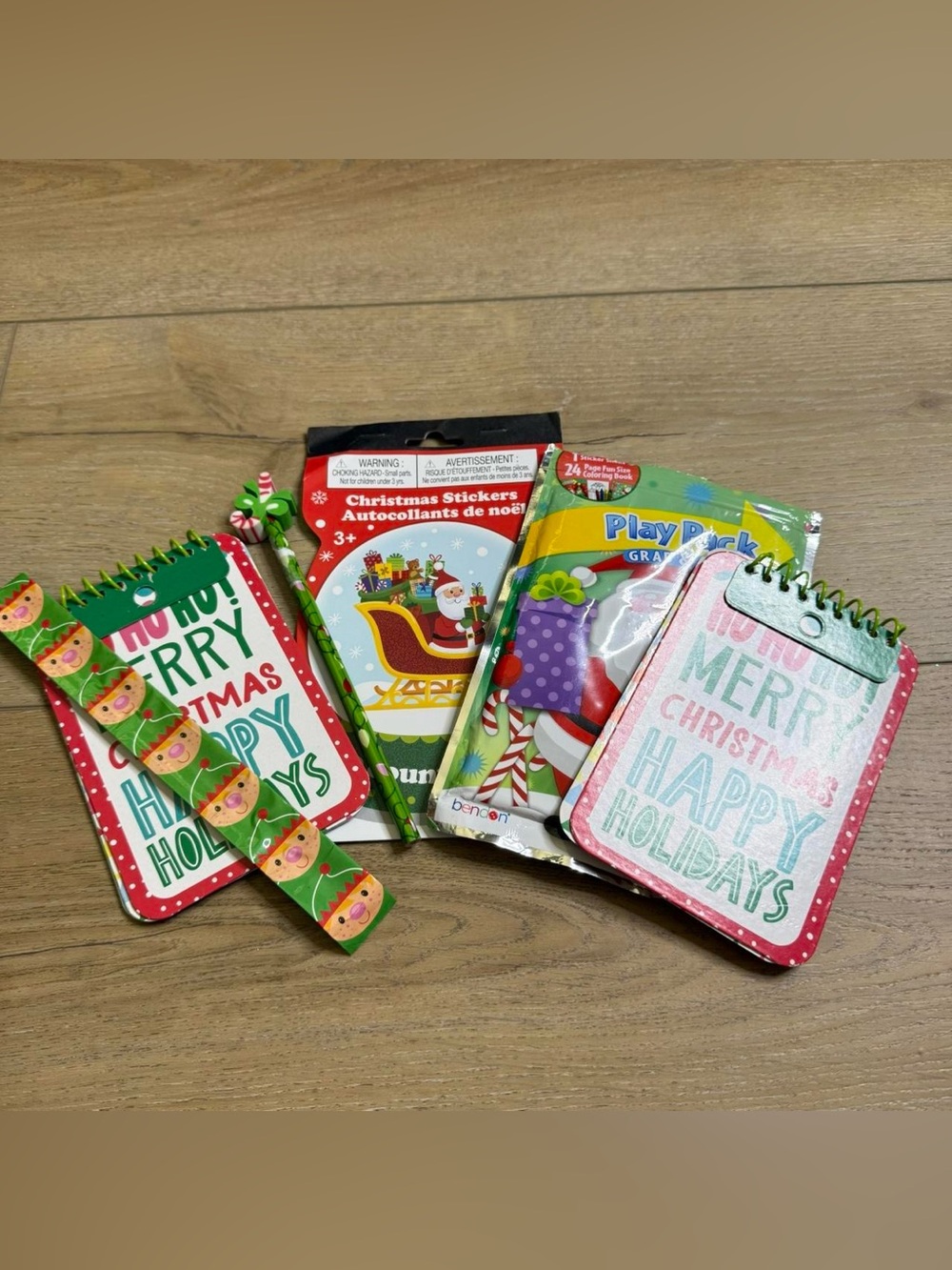 Holiday Merry Happy Holidays Notebooks and Sticker Christmas Activity Set Bundle